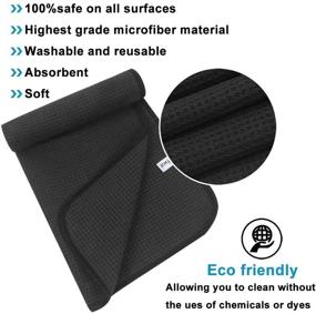 img 3 attached to 🚗 KinHwa Scratch-Free Microfiber Car Detailing Towels: Highly Absorbent & Lint-Free Waffle Weave Car Cleaning Towels for Drying & Washing Cars (Black, Pack of 3, Size: 16x24 inches)