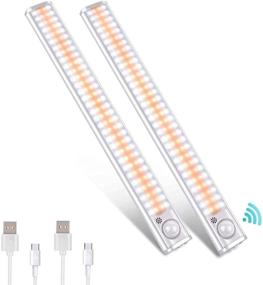 img 4 attached to 🔦 LUNSY LED Under Cabinet Lighting - 120 Dimmable Motion Sensor LEDs, USB Rechargeable Closet Light, Portable Wireless Light Bar, 12-inch - Ideal for Kitchen, Dormitory, Basement, Cupboard (Set of 2)