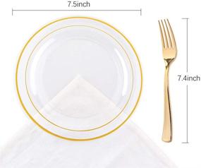 img 3 attached to I00000 72-Piece Gold Dessert Plates 7.5&#34; &amp; 72-Piece Gold Disposable Forks 7.4&#34;, Clear Plastic Fancy Salad and Appetizer Plates for Holidays, Occasions &amp; Christmas