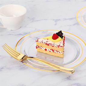 img 1 attached to I00000 72-Piece Gold Dessert Plates 7.5&#34; &amp; 72-Piece Gold Disposable Forks 7.4&#34;, Clear Plastic Fancy Salad and Appetizer Plates for Holidays, Occasions &amp; Christmas