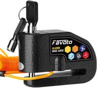 favoto disc lock alarm: 110 db sound padlock for motorcycles, e-bikes, bicycles & scooters with reminder cable and carrying bag - black logo