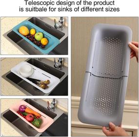 img 2 attached to 🥦 Grey Collapsible Colander Over the Sink Drain Strainer Basket, Expandable Fruits and Vegetables Wash Kitchen Sink Strainer, Muzpz Multifunctional Retractable Plastic Kitchen Sink Strainer Basket