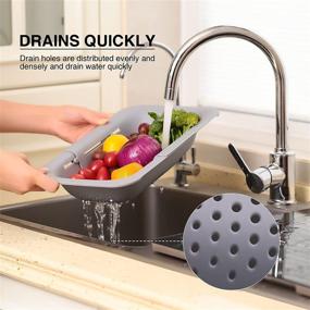 img 3 attached to 🥦 Grey Collapsible Colander Over the Sink Drain Strainer Basket, Expandable Fruits and Vegetables Wash Kitchen Sink Strainer, Muzpz Multifunctional Retractable Plastic Kitchen Sink Strainer Basket