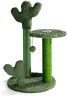 🌵 t2y cat scratching post - premium cactus cat scratcher tower with 3 scratch posts and bell ball dangler: full-wrapped natural sisal scratching post for indoor cats logo