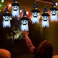 gigotly halloween hanging ghost witch hats - led light-up ghost windsocks for decoration (6packs with colorful lights) логотип