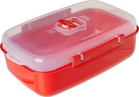 img 1 attached to Heat and Eat 4 Rectangular Food Containers with Lids Set - 1.25L + 2X 525ml, Locking Clips & Steam Release Vents, BPA-Free Microwave Safe - 2x 1.25 Litre + 2x 525 ml, Red