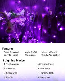 img 3 attached to 🎃 Halloween Solar String Lights - 105ft/300 LED Purple Outdoor & Indoor Decorations for Patio, Party & Christmas