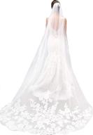 👰 ivory lace edge cathedral length wedding bridal veil with comb - misshow white veil logo