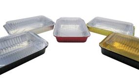 img 1 attached to KitchenDance Disposable Colored Aluminum 4 Pound Oblong Pans With Plastic Dome Lid 52180P (Silver