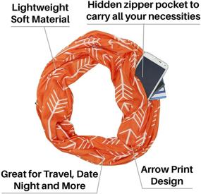 img 2 attached to Shop Pop Fashion - Infinity Scarf with Hidden Zipper Pocket for Phone, Keys, and Wallet Featuring Arrow Pattern