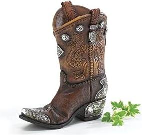 img 2 attached to 🤠 Rustic Western Cowboy Boot Vase - Set of 2 | Perfect for Western Home Decor!
