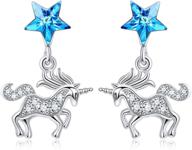 🦄 sparkling unicorn earrings for women: dainty crystal jewelry set in an elegant box - perfect anniversary gift logo