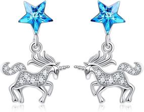 img 4 attached to 🦄 Sparkling Unicorn Earrings for Women: Dainty Crystal Jewelry Set in an Elegant Box - Perfect Anniversary Gift