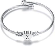 stylish personalized vqysko silver heart initials bracelet - a-z stainless steel engraved charm bracelet: perfect woman girl jewelry for birthday and festivals logo