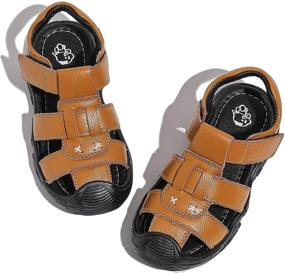 img 3 attached to DADAWEN Leather Outdoor Sandals for Toddler Boys: Stylish and Durable Shoes