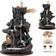 🏞️ discover the ronlap dual sided mountain waterfall incense burner - transform your space with the resin river tower backflow incense holder & aromatherapy incense fountain - includes 120 upgraded incense cones + 30 incense sticks! логотип