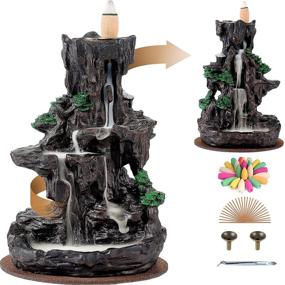 img 4 attached to 🏞️ Discover the Ronlap Dual Sided Mountain Waterfall Incense Burner - Transform Your Space with the Resin River Tower Backflow Incense Holder & Aromatherapy Incense Fountain - Includes 120 Upgraded Incense Cones + 30 Incense Sticks!