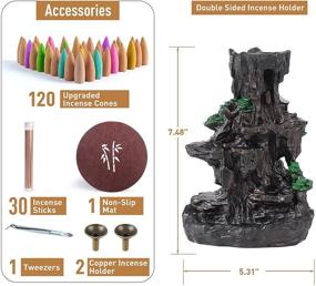 img 1 attached to 🏞️ Discover the Ronlap Dual Sided Mountain Waterfall Incense Burner - Transform Your Space with the Resin River Tower Backflow Incense Holder & Aromatherapy Incense Fountain - Includes 120 Upgraded Incense Cones + 30 Incense Sticks!