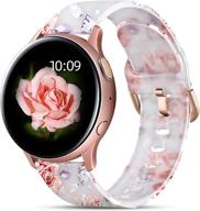 🌸 geak floral bands for samsung active 2 watch/galaxy watch 4, 40mm 44mm/watch 4 classic bands, 20mm silicone bands for samsung galaxy 42mm/galaxy watch 3, 41mm band women pink flower logo