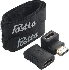 img 1 attached to 🔌 HDMI-кабель 50 футов Postta Ultra HDMI 2.0V с кабельными стяжками и адаптерами - 4K 2160P, 1080P, 3D, возврат аудиосигнала, Ethernet-золото