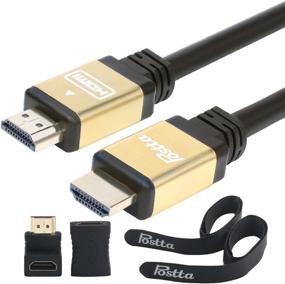 img 2 attached to 🔌 HDMI-кабель 50 футов Postta Ultra HDMI 2.0V с кабельными стяжками и адаптерами - 4K 2160P, 1080P, 3D, возврат аудиосигнала, Ethernet-золото