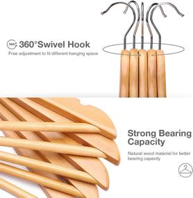 img 2 attached to 👶 20-Pack Wooden Children's Hangers – House Day, Natural Wood Baby Hangers for Nursery with 360° Swivel Hook – Non-Slip Coat Hangers Ideal for Coats, Suits, Pants, and Jackets