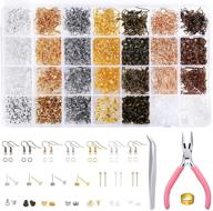 🔧 complete earring making kit: pp opount 3079 pieces with hooks, rings, posts, backs, pliers, and tweezers. ideal for making & repairing earrings, 7 colors included! logo