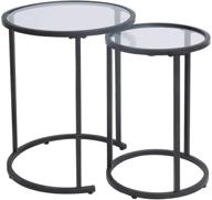 🔵 stylish and space-saving: set of 2 round clear glass nesting side end accent tables in black - ideal for small living rooms and bedrooms logo