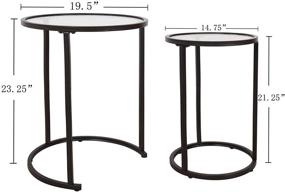 img 3 attached to 🔵 Stylish and Space-Saving: Set of 2 Round Clear Glass Nesting Side End Accent Tables in Black - Ideal for Small Living Rooms and Bedrooms