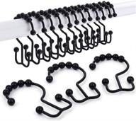 dawner stainless steel double glide shower curtain hooks rings - matte black decorative finish | rust proof metal shower hooks for bathroom shower rods curtains | set of 12 hooks logo