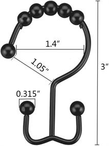 img 3 attached to Dawner Stainless Steel Double Glide Shower Curtain Hooks Rings - Matte Black Decorative Finish | Rust Proof Metal Shower Hooks for Bathroom Shower Rods Curtains | Set of 12 Hooks