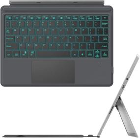 img 4 attached to 💻 Fintie Type Cover for Microsoft Surface Go 2 2020 / Surface Go 2018 - 7-Color Backlit Ultra-Slim Wireless Bluetooth Keyboard with Trackpad, Rechargeable Battery and Charging Cable - Gray