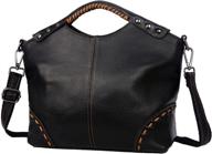 👜 heshe women's vintage leather shoulder handbag crossbody satchel purse logo