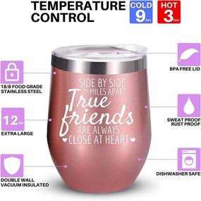 img 1 attached to 🍷 Close at Heart True Friends - 12 oz Stainless Steel Wine Tumbler with Lid + Cupcake Wine Socks Gift Set - Friendship Gifts, Best Friend Birthday Gifts for Women