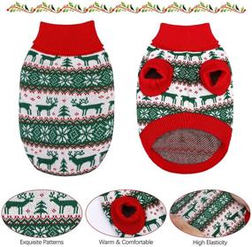 img 2 attached to 🎄 Pedgot 2 Pack Christmas Pet Sweaters Xmas Dog Holiday Sweaters Funny Pet Costume Reindeer, Christmas Tree, Snowflake Knitwear for Cats or Dogs - Cozy Christmas Pet Warm Clothes