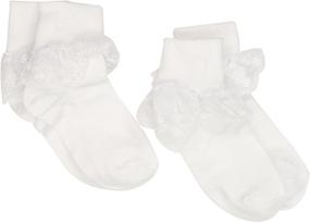 img 2 attached to Милые носки Jefferies Socks для девочек "Снежная королева" с кружевной отделкой: Нежный стиль для детей (набор из 2)