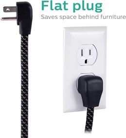 img 2 attached to 💪 Philips 6 Outlet Surge Protector Power Strip, Stylish Braided Power Cord, 4 Ft Long Power Cord, Flat Plug Extension Cord, Ideal for Office or Home Decoration, 720 Joules, ETL Listed, Black, SPC3064BD/37