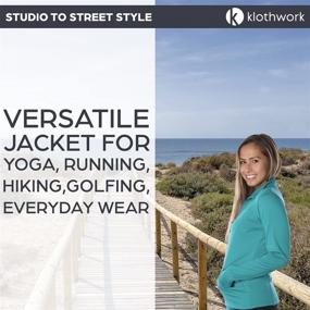 img 1 attached to 🧥 Womens Yoga Jacket - Lightweight, Slim Fit, Full Zip Up Athletic Workout Jacket by Klothwork