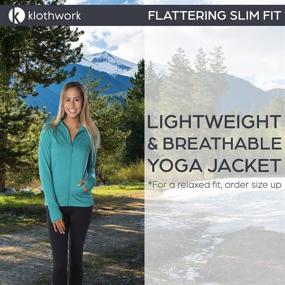 img 3 attached to 🧥 Womens Yoga Jacket - Lightweight, Slim Fit, Full Zip Up Athletic Workout Jacket by Klothwork