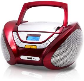 img 4 attached to Lauson Woodsound CP542 Radio CD Player with MP3 capability, Portable Boombox with USB port, Stereo USB & MP3 Player, Headphone Jack (3.5mm), Red