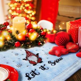 img 2 attached to 🎁 Set of 2 Large 16" x 27" Christmas Winter Hand Towels - Gnome Design with Snowflakes, 100% Cotton Bathroom Kitchen Decoration Towels - Decorative Tomte Elf for Adults and Children - Ideal Gifts for Kids - Blue & Pink