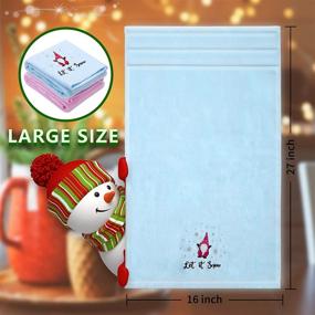img 3 attached to 🎁 Set of 2 Large 16" x 27" Christmas Winter Hand Towels - Gnome Design with Snowflakes, 100% Cotton Bathroom Kitchen Decoration Towels - Decorative Tomte Elf for Adults and Children - Ideal Gifts for Kids - Blue & Pink