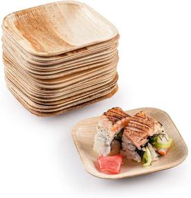 img 4 attached to 🌿 4 inch Mini Tasting Party Plates - Biodegradable Palm Leaf Plates - 25 Bamboo-look Disposable Plates - Eco-Friendly Alternative - Heavy-Duty Paper Plates - Great for Appetizers by brheez