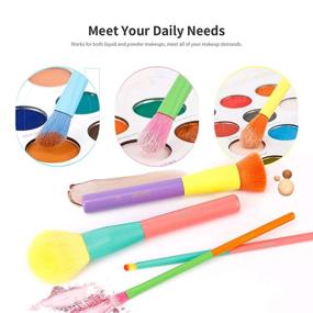 img 1 attached to 💄 Vibrant and Versatile: Docolor Makeup Brushes 15 Pcs Colourful Makeup Brush Set - Premium Kabuki Brushes for Flawless Face, Eyes, and Cheeks