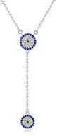 tongzhe sterling silver blue evil eyes pendant y necklace: sparkling cubic zirconia with adjustable chain (16-18 inches) logo