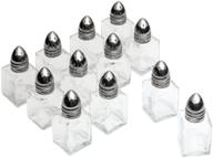 🧂 48-pack mini salt & pepper shakers with polished chrome top and glass body logo