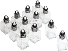 img 2 attached to 🧂 48-Pack Mini Salt & Pepper Shakers with Polished Chrome Top and Glass Body