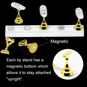 img 1 attached to 🎉 Kalolary 2 Set Acrylic Nail Art Holder Practice Display Stand with 102Pcs White Reusable Adhesive Putty, Magnetic Nail Art Tips Holders for Fingernail DIY Display Stands in Gold and Silver