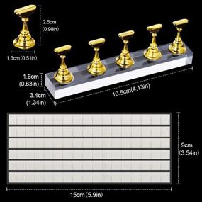 img 3 attached to 🎉 Kalolary 2 набор держателей для акрилового дизайна ногтей с 102 шт. белой многоразовой клейкой массой, магнитные держатели для ногтей с дизайном для демонстрации DIY стоек для ногтей на золотом и серебряном фоне.