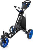 🏌️ serenelife slgz48 golf push cart - lightweight folding 3 wheel golf walker with foot/handle brake, upper/lower bracket and elastic strap, scorecard/cup/bag storage holder logo